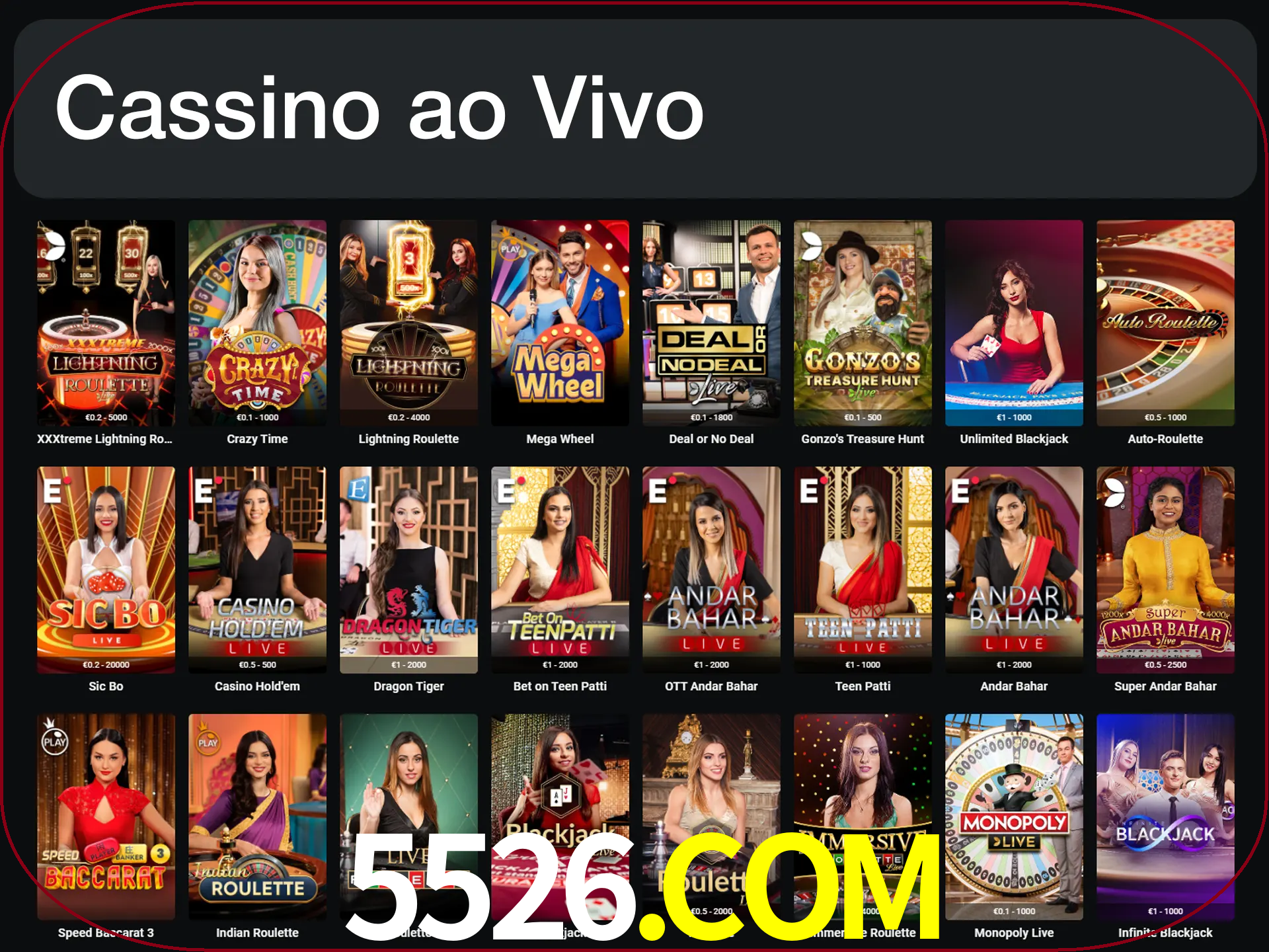 Jogue jogos de cassino com um verdadeiro dealer.