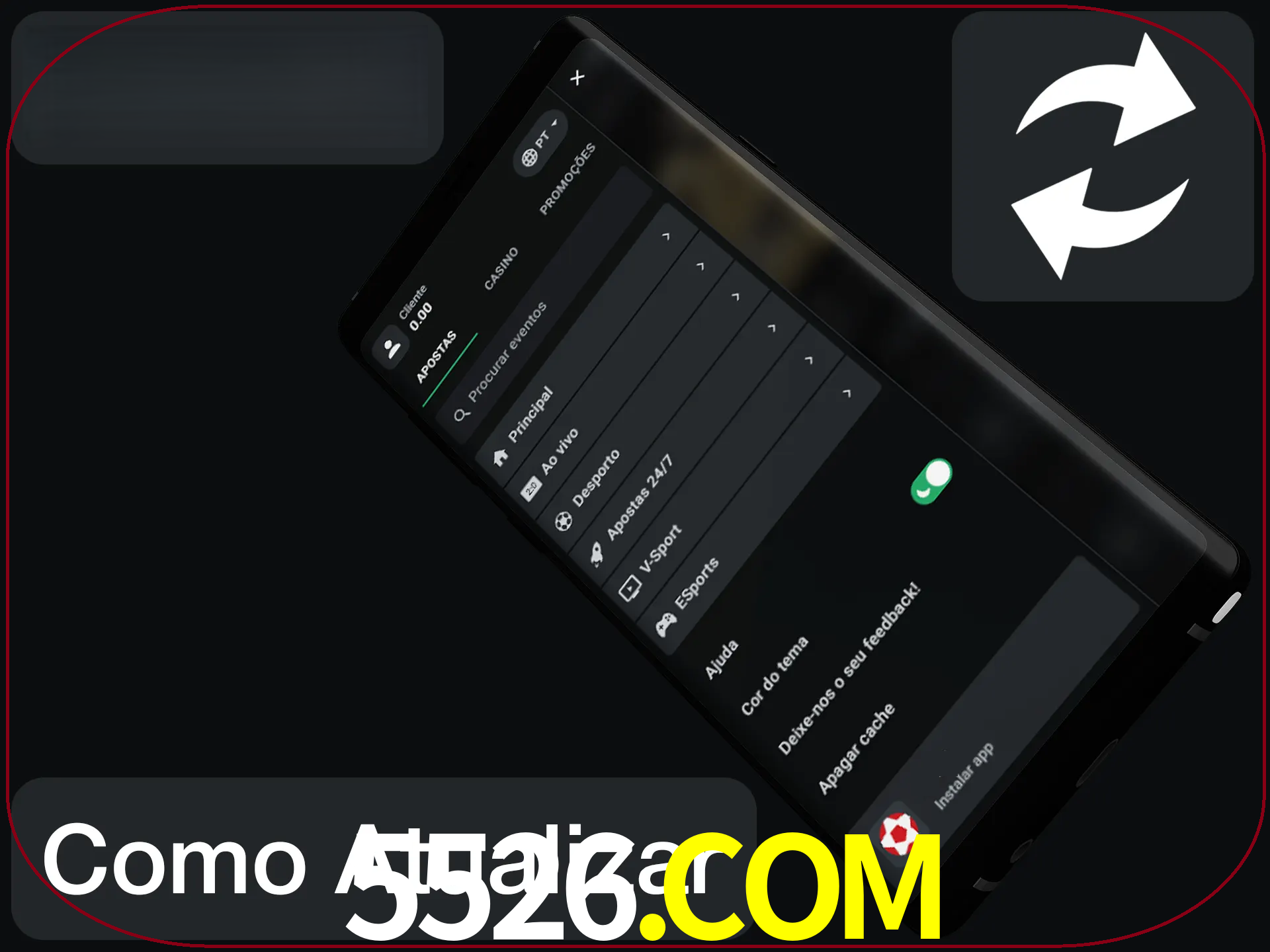O aplicativo é atualizado automaticamente quando você faz o login.